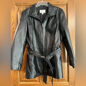 Worthington Black Women's Leather Belted Jacket -Size Large